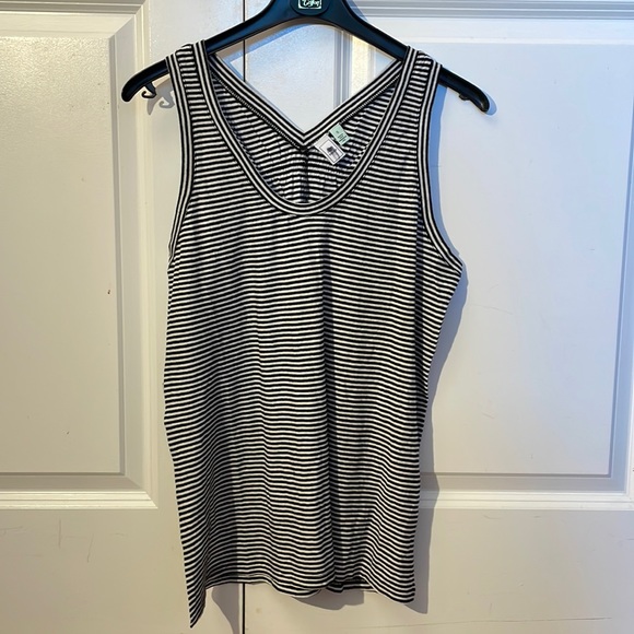 Susina Tops - Susina horizontal striped gathered tank top